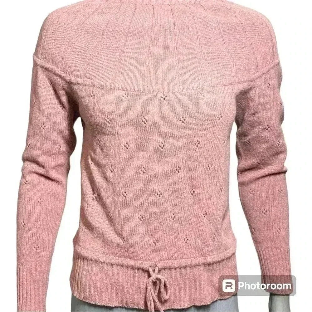 Vintage Riddles By Elliot Lambswool Sweater‎ Pink Drawstring Medium